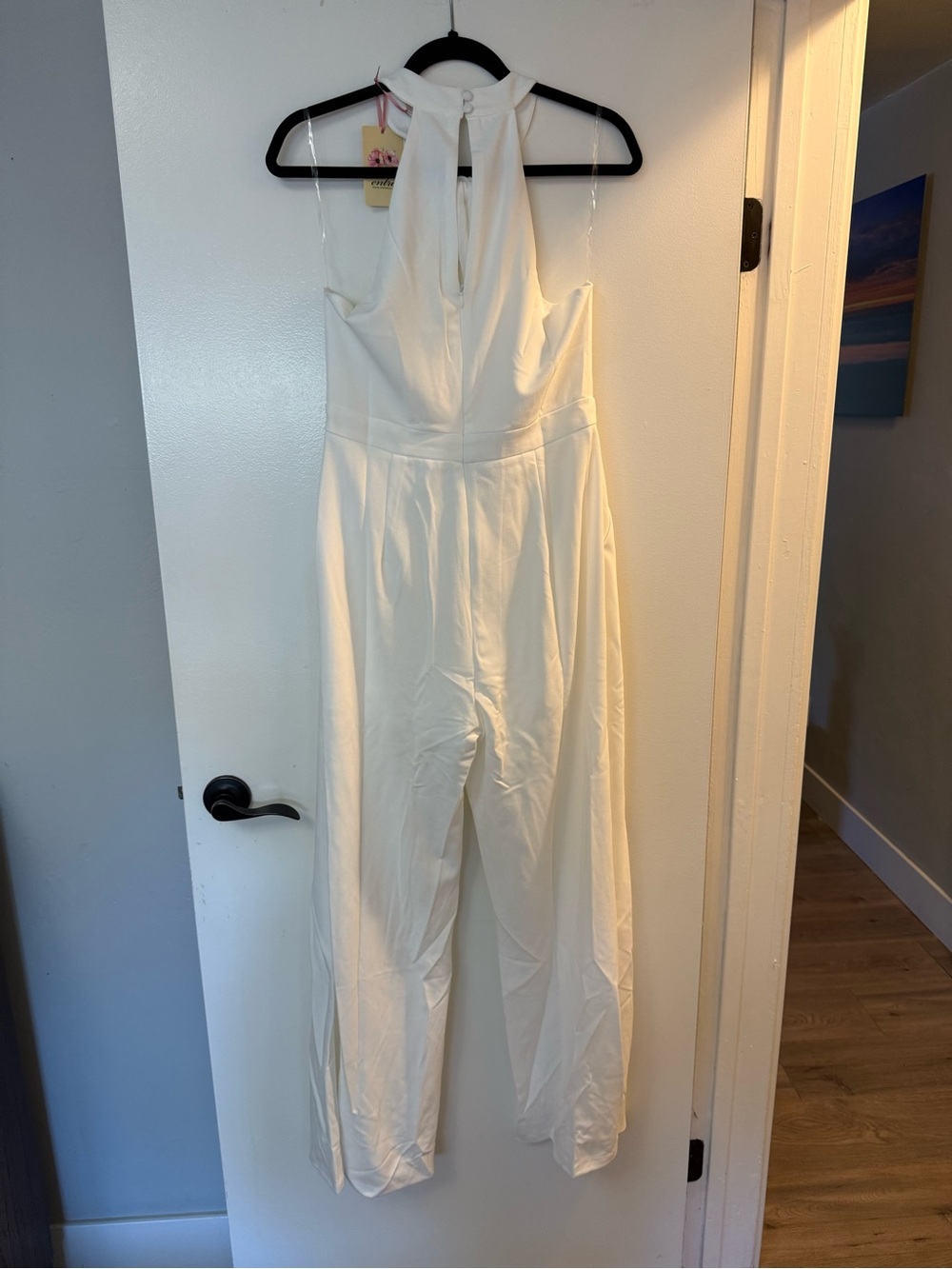 entro White Halter Keyhole Jumpsuit